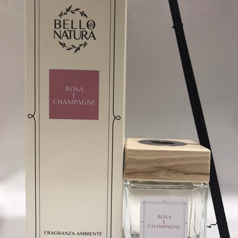 PROFUMO AMBIENTE A BASTONCINI – ROSA E CHAMPAGNE