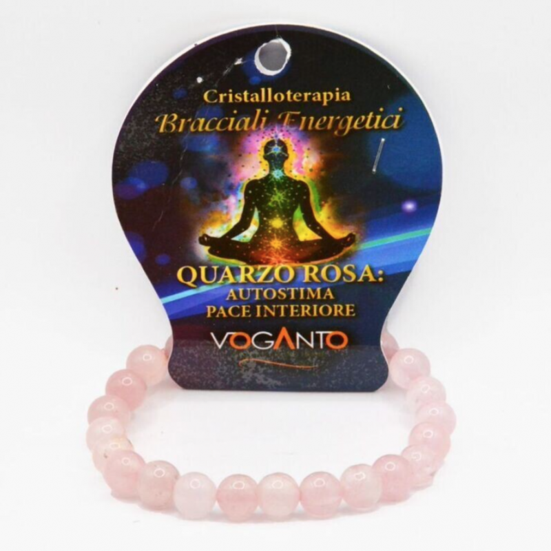 BRACCIALE ENERGETICO CON PERLE DI QUARZO ROSA