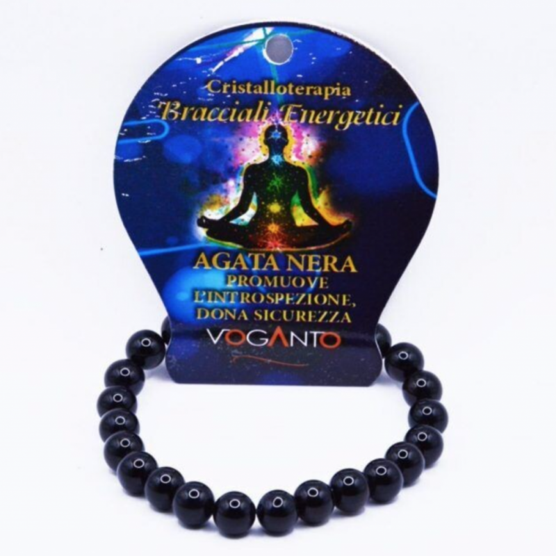 BRACCIALE ENERGETICO CON PERLE DI AGATA NERA