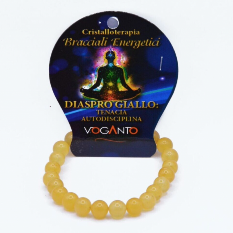 BRACCIALE ENERGETICO DIASPRO GIALLO perline da 8 mm