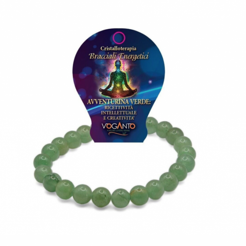 BRACCIALE ENERGETICO AVVENTURINA VERDE perline da 8 mm