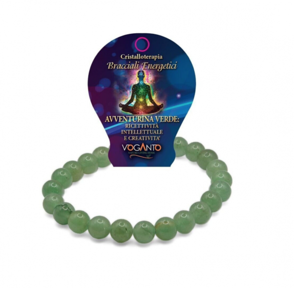 BRACCIALE ENERGETICO AVVENTURINA VERDE perline da 8 mm