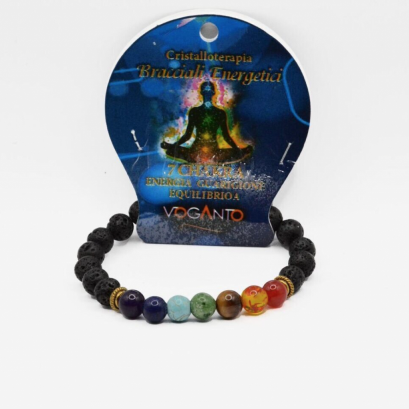 BRACCIALE ENERGETICO 7 CHAKRA perline da 8 mm