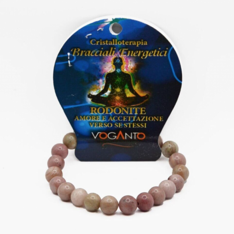 BRACCIALE ENERGETICO CON PERLE DI RODONITE