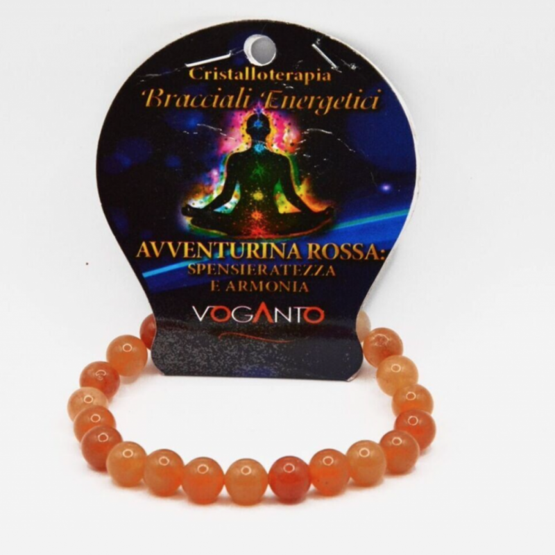 BRACCIALE ENERGETICO CON PERLE DI AVVENTURINA ROSSA