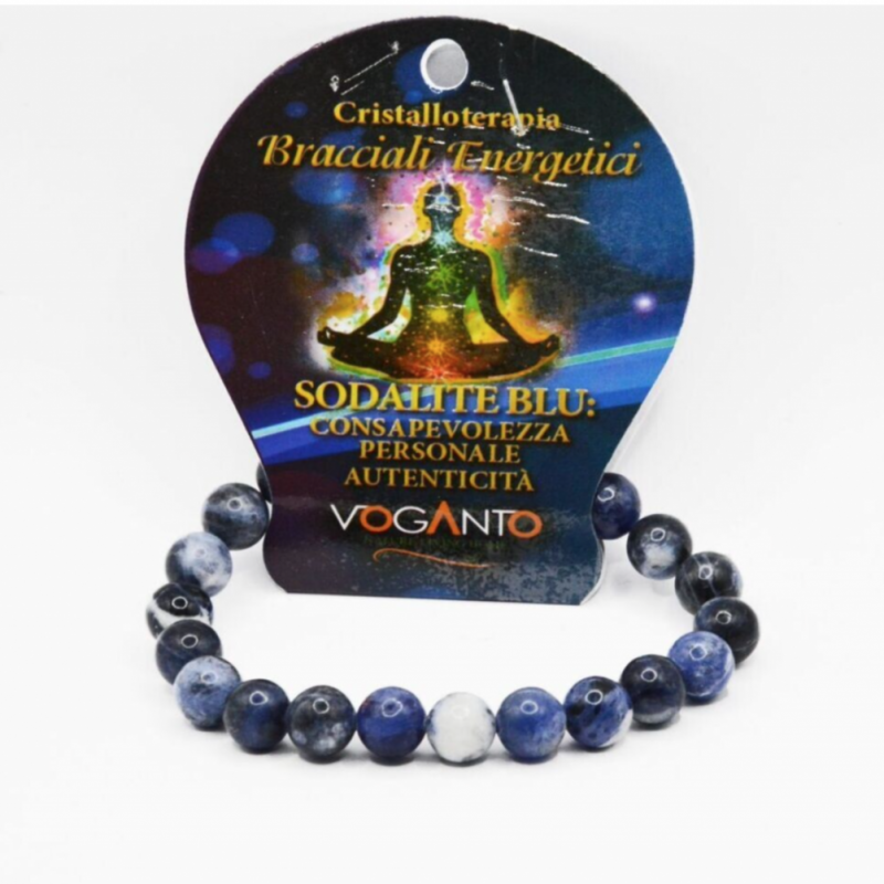 BRACCIALE ENERGETICO CON PERLE DI SODALITE BLU