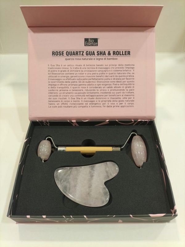 JADE GUA SHA & ROLLER Quarzo Rosa