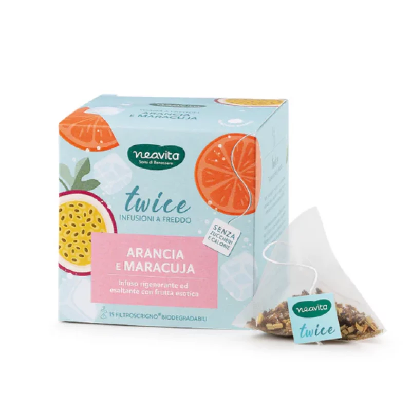 TWICE ARANCIA E MARACUJA infusi a freddo 15 bustine filtroscrigno