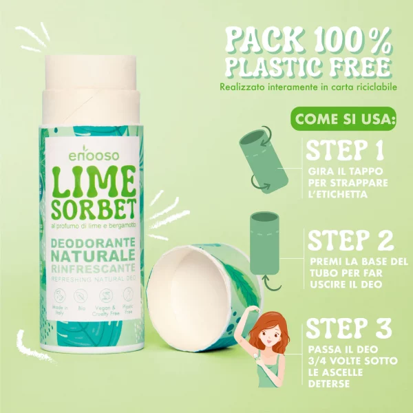 Deodorante Solido Rinfrescante -  Lime Sorbet  profumo LIMONE E BERGAMOTTO - immagine 5