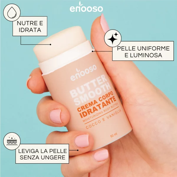 Crema corpo Idratante in stick- Cocco e Vaniglia - Enooso - immagine 6