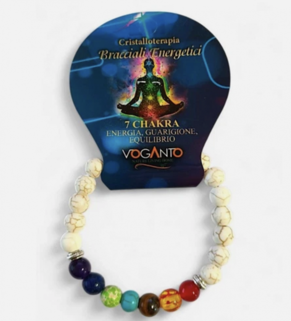 BRACCIALE ENERGETICO 7 CHAKRA BIANCO