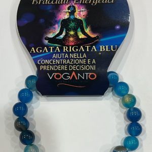 BRACCIALE ENERGETICO CON PERLE DI AGATA RIGATA BLU