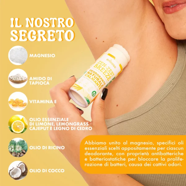 Deodorante Solido Calmante - Zen Zest Breeze  profumo LIMONE ZENZERO E VERBENA - immagine 5