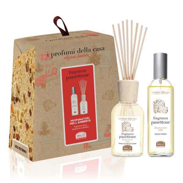 Set Profumi ambiente PANETTONE: Spray ambiente + profumatore a bastoncini