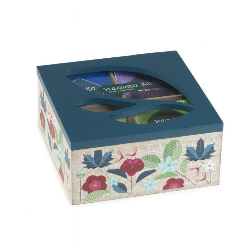 Cofanetto Legno Bio Azzurro 20 Filtri Tisane Assortite