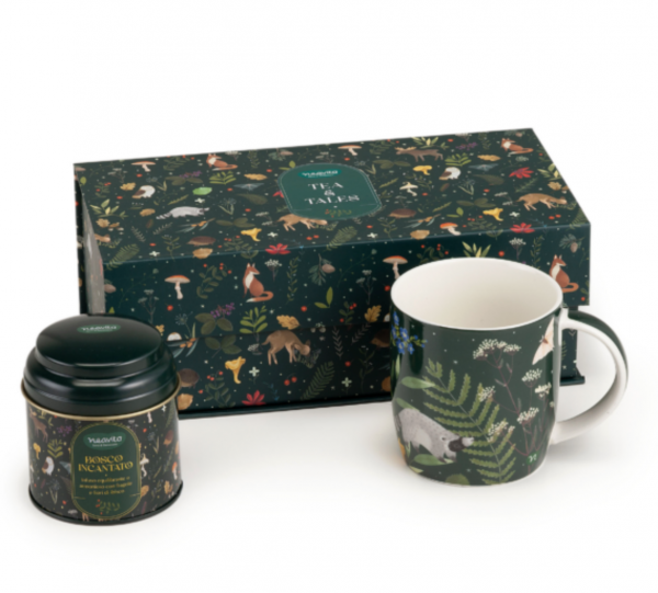 Cofanetto rettangolare INFUSO BOSCO INCANTATO 6 filtri e MUG INFUSI DA FAVOLA 350 ml