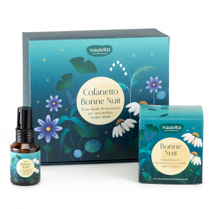 COFANETTO BONNE NUIT Tisana Bonne Nuit 6 filtroscrigno e Spray Cuscino Srosi di Luna