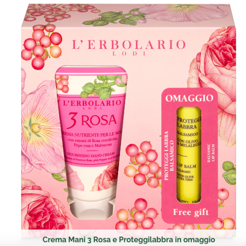 Crema Mani 3 ROSA e Proteggilabbra in omaggio