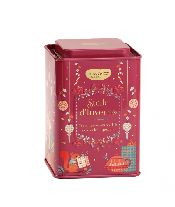 Infuso Stella d'Inverno Filtroscrigno in Square Tin ROSSO Natale