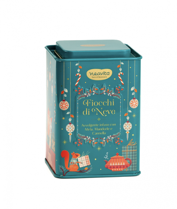 Infuso Fiocchi di Neve Filtroscrigno in Square Tin VERDE Natale