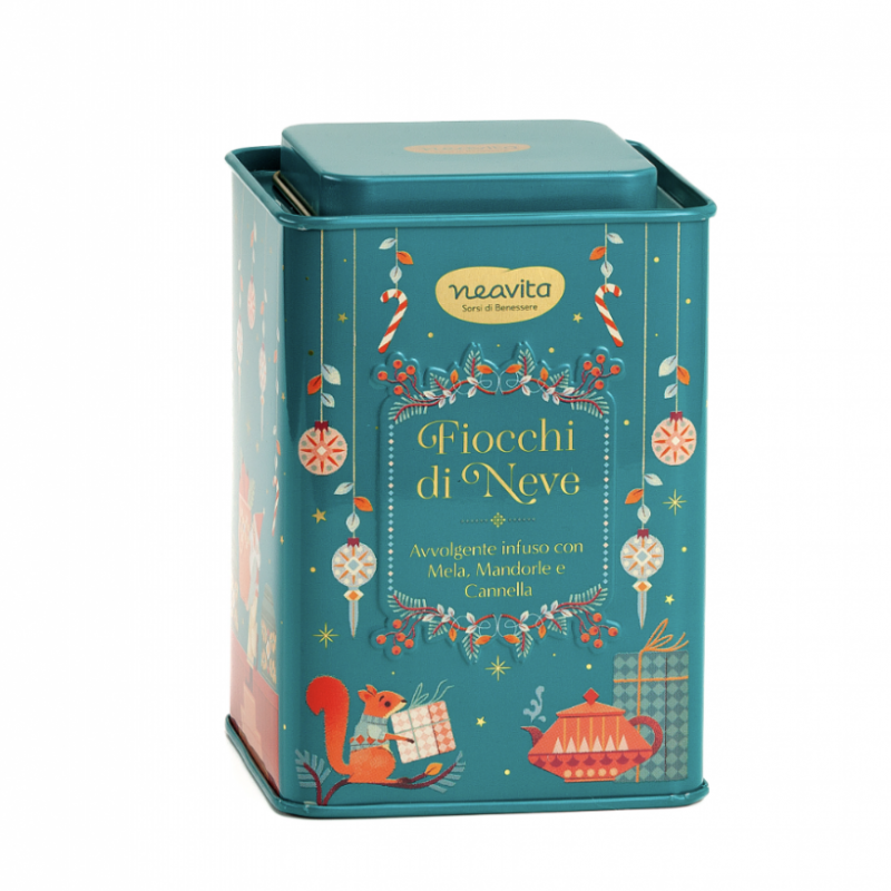 Infuso Fiocchi di Neve Filtroscrigno in Square Tin VERDE Natale