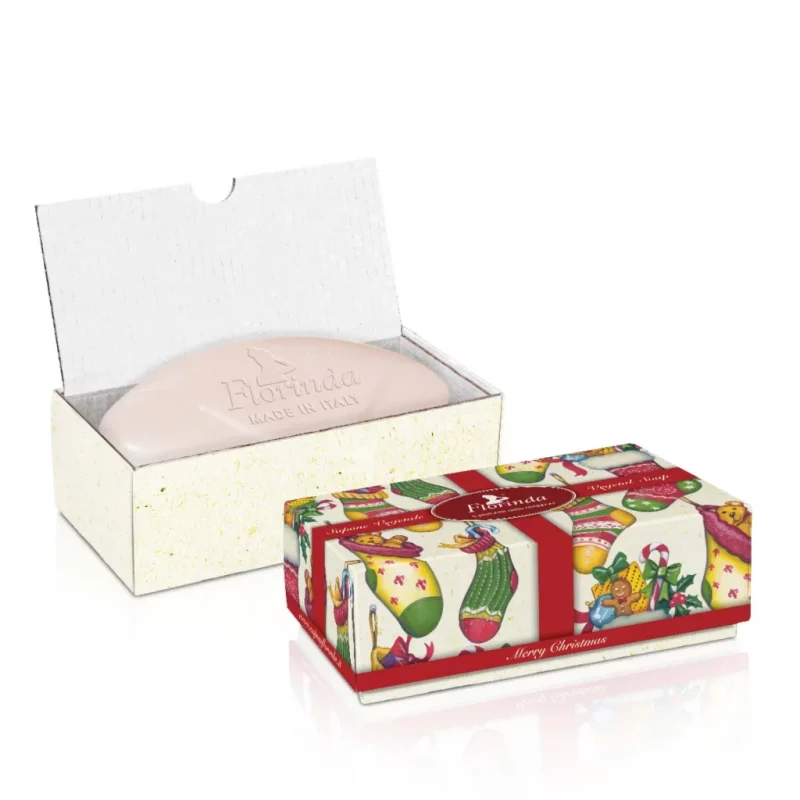 COFANETTO NATALE 1 SAPONE al profumo di cannella da 140 g. CALZE
