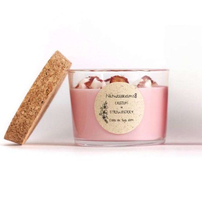 Candela in Cera di Soia CREMA e FRAGOLA