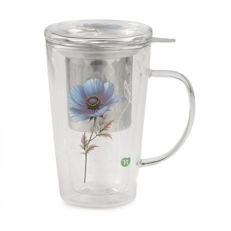 Infusiera RITUALI BOTANICI Anemone Blu in Vetro